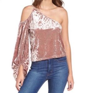 Leith One Shoulder Velvet Top Sz SMALL